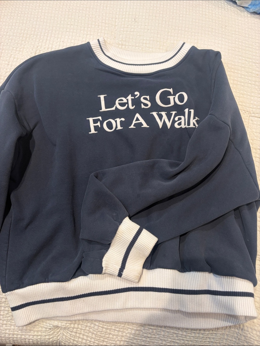 Women's Navy Crewneck Sweater - Let's Go For A Walk